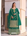 Teal Designer Dola Jacquard Wedding Palazzo Suit