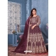 Deep Wine Designer Wedding Wear Net Anarkali Suit