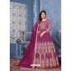 Medium Violet Designer Wedding Wear Net Anarkali Suit