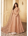 Beige Designer Wedding Wear Heavy Butterfly Net Anarkali Suit