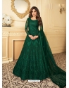 Dark Green Designer Wedding Wear Heavy Butterfly Net Anarkali Suit