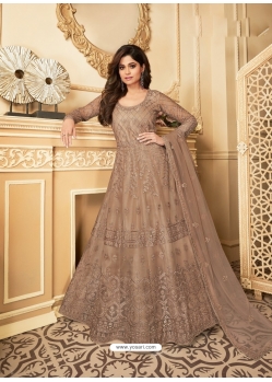 Gold Designer Wedding Wear Heavy Butterfly Net Anarkali Suit