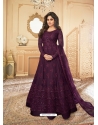 Purple Designer Wedding Wear Heavy Butterfly Net Anarkali Suit