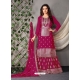 Rose Red Designer Wedding Heavy Chinon Palazzo Suit