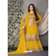 Yellow Designer Wedding Heavy Chinon Palazzo Suit