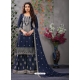 Navy Blue Designer Wedding Heavy Chinon Palazzo Suit