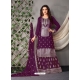 Purple Designer Wedding Heavy Chinon Palazzo Suit