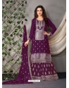 Purple Designer Wedding Heavy Chinon Palazzo Suit