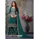 Teal Designer Wedding Heavy Chinon Palazzo Suit