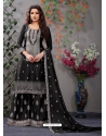 Black Designer Wedding Heavy Chinon Palazzo Suit