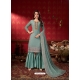 Grey Designer Wedding Embroidered Faux Georgette Palazzo Suit