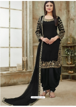 Black Designer Wedding Embroidered Georgette Punjabi Patiala Suit