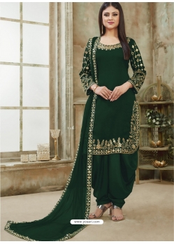 Dark Green Designer Wedding Embroidered Georgette Punjabi Patiala Suit