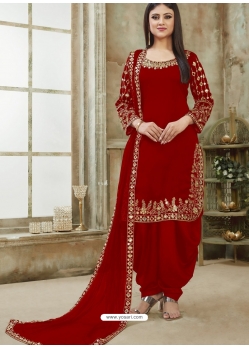 Tomato Red Designer Wedding Embroidered Georgette Punjabi Patiala Suit