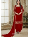 Tomato Red Designer Wedding Embroidered Georgette Punjabi Patiala Suit