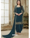 Teal Blue Designer Wedding Embroidered Georgette Punjabi Patiala Suit