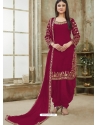 Rose Red Designer Wedding Embroidered Georgette Punjabi Patiala Suit