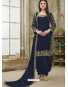 Navy Blue Designer Wedding Embroidered Georgette Punjabi Patiala Suit