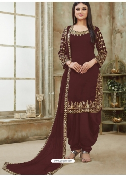 Maroon Designer Wedding Embroidered Georgette Punjabi Patiala Suit