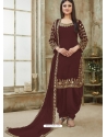 Maroon Designer Wedding Embroidered Georgette Punjabi Patiala Suit