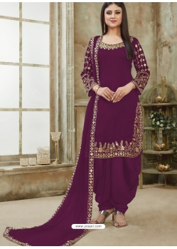 Purple Designer Wedding Embroidered Georgette Punjabi Patiala Suit