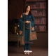 Teal Blue Designer Wedding Embroidered Chinon Palazzo Suit