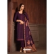 Purple Designer Wedding Embroidered Chinon Palazzo Suit