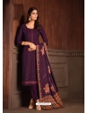 Purple Designer Wedding Embroidered Chinon Palazzo Suit