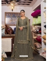 Taupe Designer Wedding Embroidered Georgette Wedding Suit