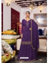 Purple Designer Wedding Embroidered Georgette Wedding Suit