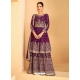 Purple Readymade Designer Wedding Embroidered Heavy Airtex Georgette Wedding Suit