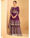 Purple Readymade Designer Wedding Embroidered Heavy Airtex Georgette Wedding Suit