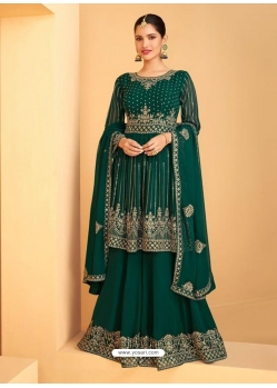 Dark Green Readymade Designer Wedding Embroidered Heavy Airtex Georgette Wedding Suit