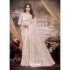 Light Beige Designer Wedding Wear Net Sari