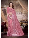 Old Rose Designer Wedding Wear Net Sari