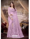 Mauve Designer Wedding Wear Net Sari