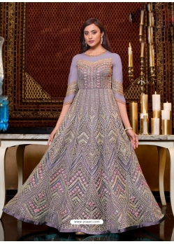 Mauve Designer Wedding Wear Net Anarkali Suit