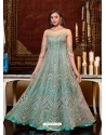 Aqua Mint Designer Wedding Wear Net Anarkali Suit