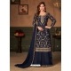 Navy Blue Designer Wedding Embroidered Faux Georgette Palazzo Suit