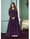 Purple Designer Wedding Wear Faux Georgette Anarkali Suit