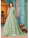 Sea Green Designer Wedding Wear Net Anarkali Suit