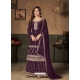 Purple Designer Wedding Embroidered Faux Georgette Palazzo Suit