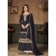 Navy Blue Designer Wedding Embroidered Faux Georgette Palazzo Suit