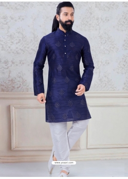 Navy Blue Exclusive Readymade Indo-Western Style Kurta Pajama