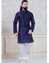 Navy Blue Exclusive Readymade Indo-Western Style Kurta Pajama