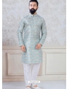 Aqua Grey Exclusive Readymade Indo-Western Style Kurta Pajama
