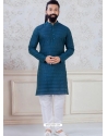 Teal Blue Exclusive Readymade Indo-Western Style Kurta Pajama