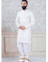 White Exclusive Readymade Indo-Western Style Kurta Pajama