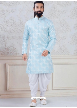 Sky Blue Exclusive Readymade Indo-Western Style Kurta Pajama