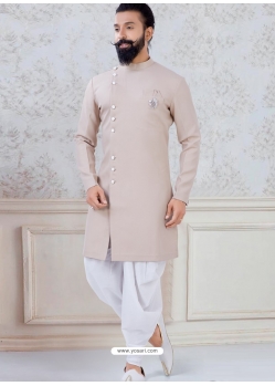 Light Brown Exclusive Readymade Indo-Western Style Kurta Pajama